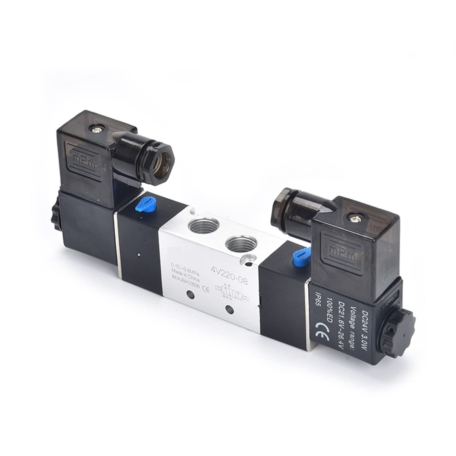 Zawór elektromagnetyczny 220 V pneumatyczny 4V220-08 powietrze 5-drożny 2 pozycje 1/4quot; stop cewki wewnętrzny DC 12 V elektryczny 24 V AC 110 V 1 szt. (W złączki 10 mm, 5 V)