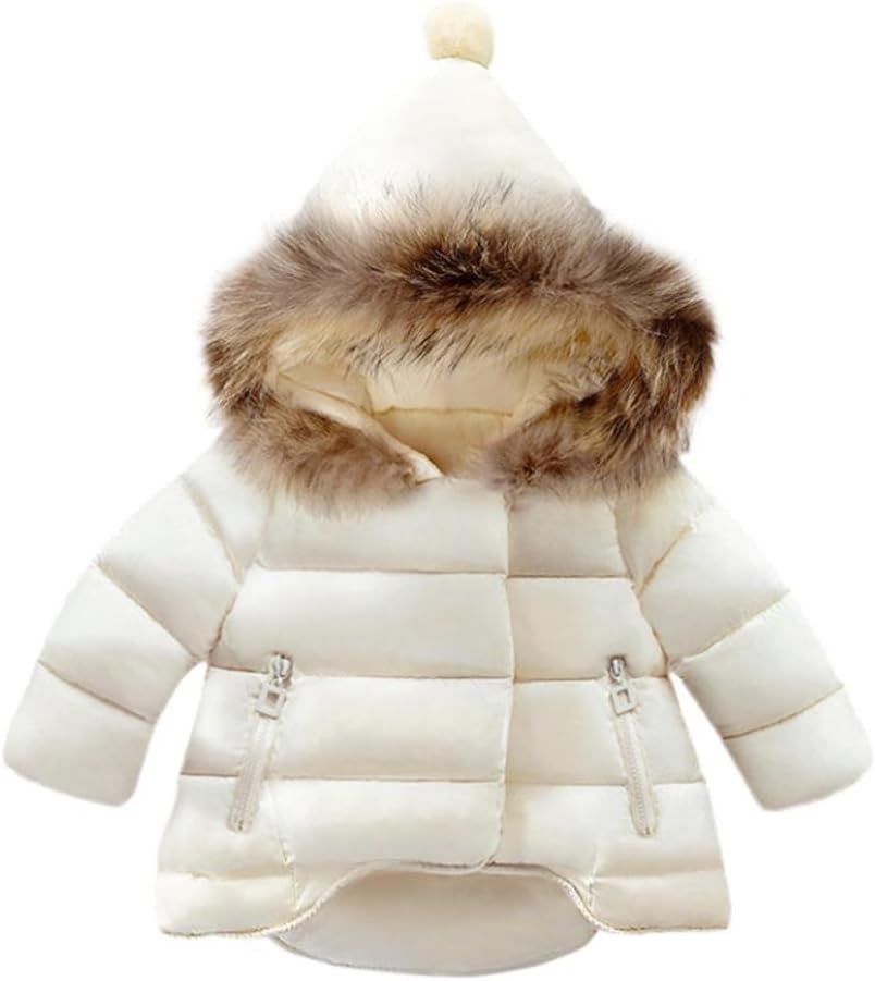 ZLOLIA Baby Clothes Autumn Winter Girls Boys Kids Down Jacket Warm Hoodie Solid Coat (80, White)