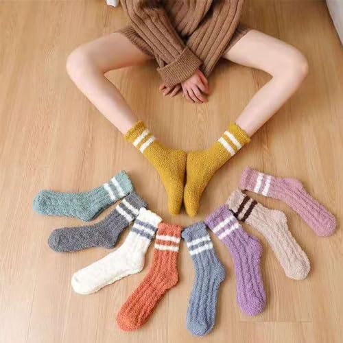 Image of Tergy 6 /20 Pairs Fuzzy Socks Soft Cozy Fluffy Warm Winter Sleep Plush Bed Microfiber Slipper Fleece Socks for Women