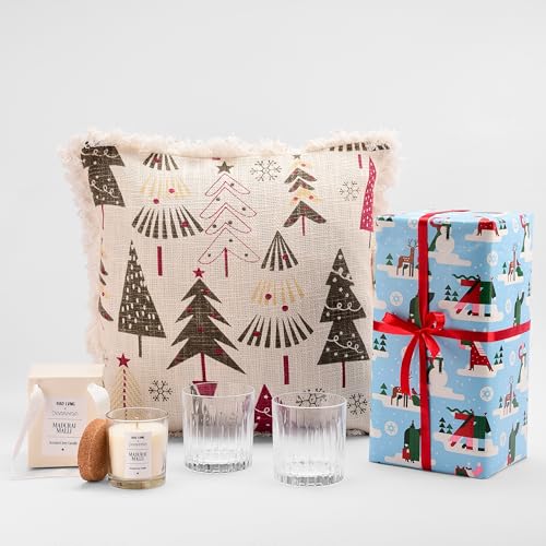 Image of Glass & Glow Gift Hamper - Whiskey Glasses, Jasmine Scented Candle and Premium Cushion Cover - Luxury Festive Gift Set for Festivals & Celebrations | Birthday | Anniversary | House-Warming