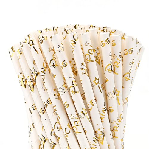 100 pitillos de papel dorados biodegradables de 19.7 cm miniatura 1