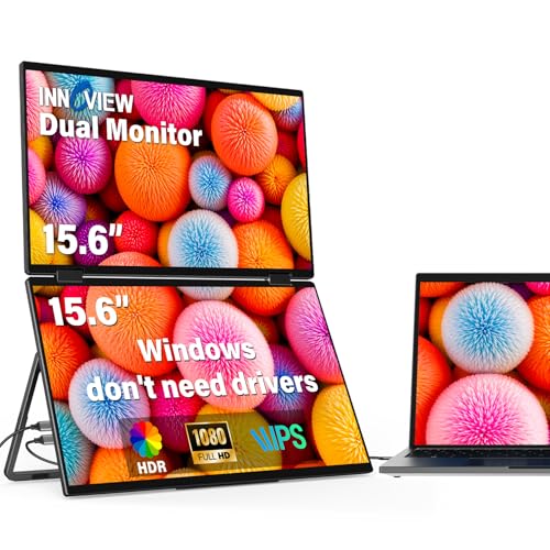 InnoView 15.6" Dual Portable Monitor 1920x1080P FHD 315°Adjustable Dual Stacked