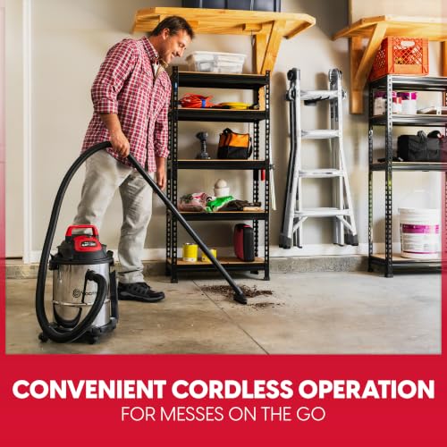 Image of Vacmaster DVOM204S 1101 4-Gal 20V Cordless Stainless-Steel Wet /Dry Vac Red