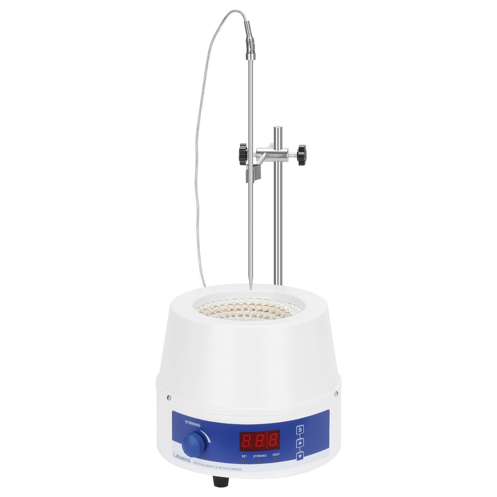 Labasics Elektrischer Rührheizmantel, Einstellbare Temperatur und Geschwindigkeit, mit Digitaler Anzeige, für Laborlösungsmischungen, Rückfluss, Destillation, 220 V 250 W, 500 ml
