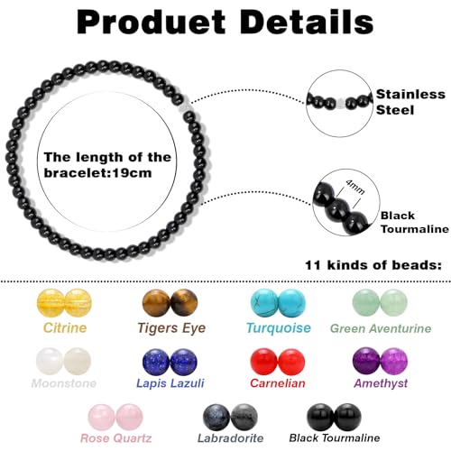 Raicegs 4 6 8MM Beaded Bracelets Healing Crystal Bracelet for Women Men Natural Stone Handmade Stretch Bracelet Reiki Spiritual Jewelry3