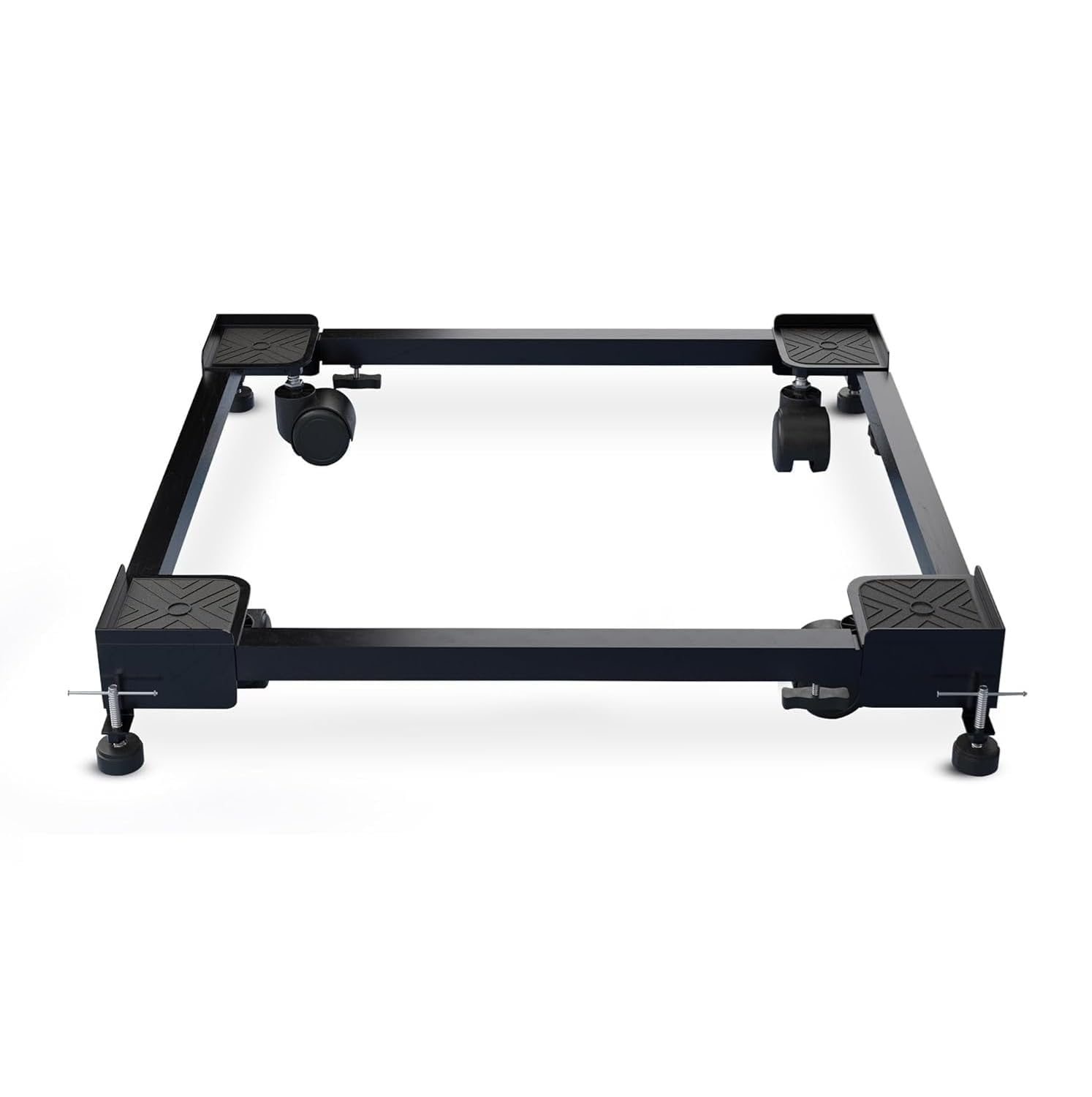 Hipkoo Washing Machine Stand with Wheels & Anti Vibration Pads - Adjustable Metal Stand for All Semi or Front or Top Load Washing Machine, Fridge, Dishwasher Stand, etc. (Stands up to 170Kg, Black)