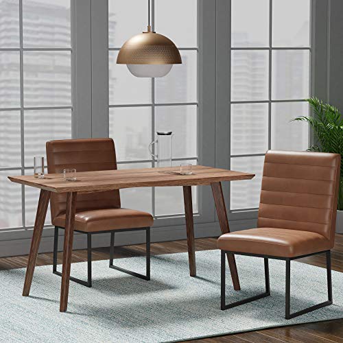 Amazon Brand – Rivet Decatur Modern Faux Leather Dining Chair, Set Of 2, 21"W, Tan Brown #TOP5