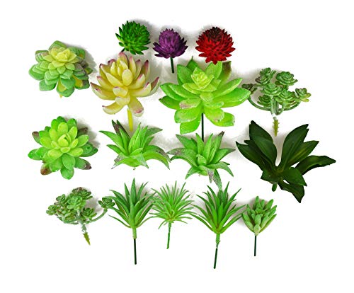JEDFORE 16 Stück künstliche Sukkulenten und Pflanzen für Zuhause, Küche, Büro, Party, Garten, Landschaft, Dekoration, Gartenarrangement Cover