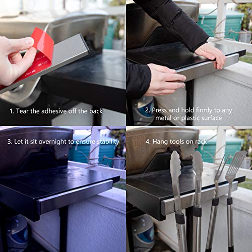 Camerons Magnetic Stainless Steel Tool Bar Rack - Strong Magnet Knife Strip W Adhesive Attaches To Grill - Hands Free Utensil Organizer Holds Up To 10 Tools thumb #3