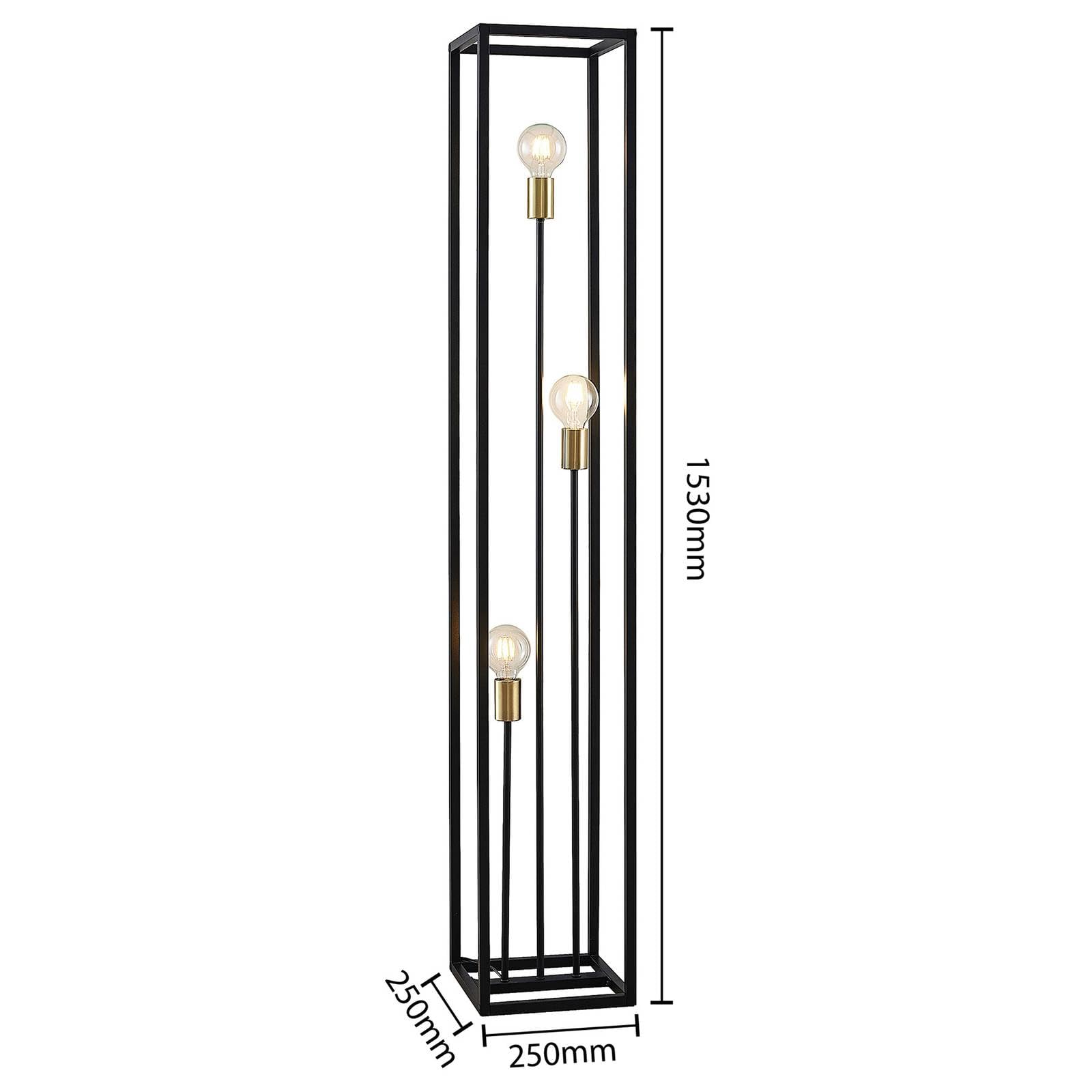 Lampada da terra Lindby Sanad, altezza 140 cm, nero, metallo, GU10