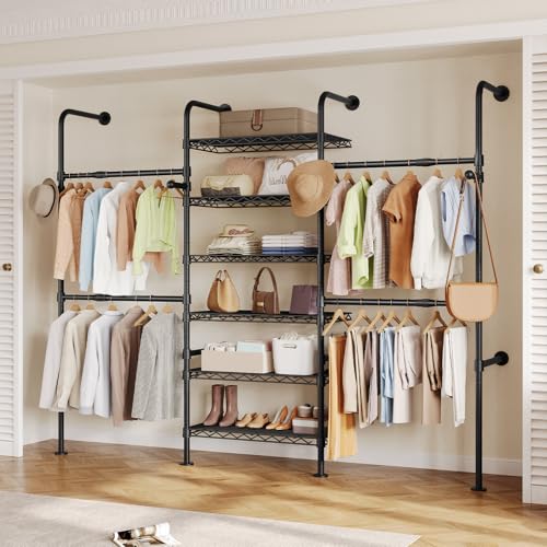 Closet Organizers and Storage, 3-Row Heavy Duty Garment Rack Clothes...
