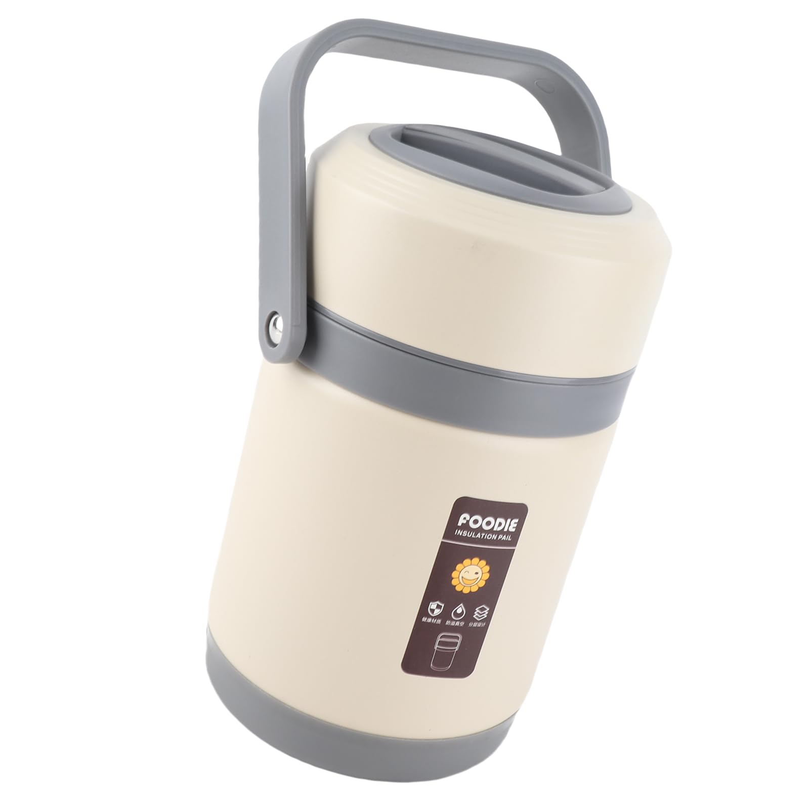 Pssopp Fiambrera Térmica de Acero Inoxidable Contenedor de Almuerzo con Aislamiento de Temperatura Constante para Sopa Caliente Preparación de Comidas de Gachas con Capacidad de 2 (Beige)