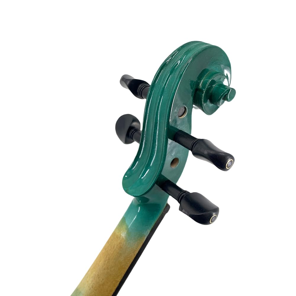 Yinfente 4/4 violino elettrico e acustico full-size, 4 corde, abete d'acero per studenti, bambini, principianti, custodia rigida, arco in legno brasiliano, cavo, panno di pulizia (verde)