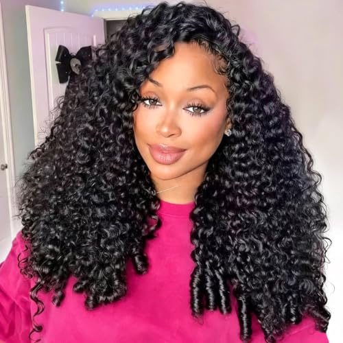 Image of XSY Burmese Curly Half Wig Human Hair for Black Women 18 Inch Natural Black