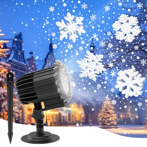 Bairnqner Snowflake Christmas Projector Lights Outdoor Dynamic 3D Snowflake Projection Light for Indoor Outdoor Christmas Decoration Waterproof Led 2025 Upgraded