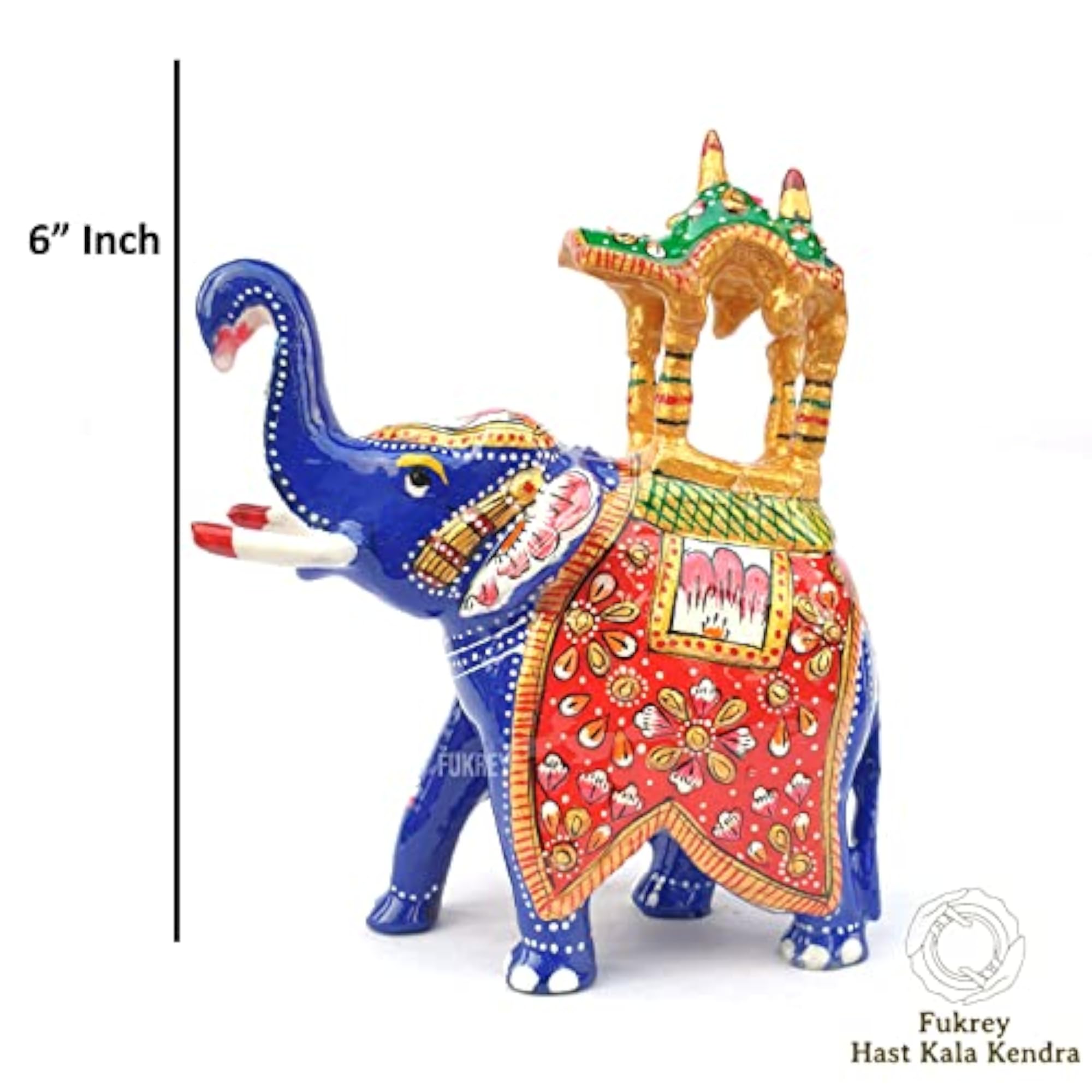 Metal Handpainted Royal Elephant Statue, Good Luck Showpiece