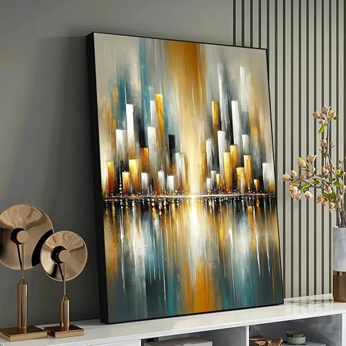 Paysage urbain abstrait tableau toile affiche murale vintage XBTYKPB