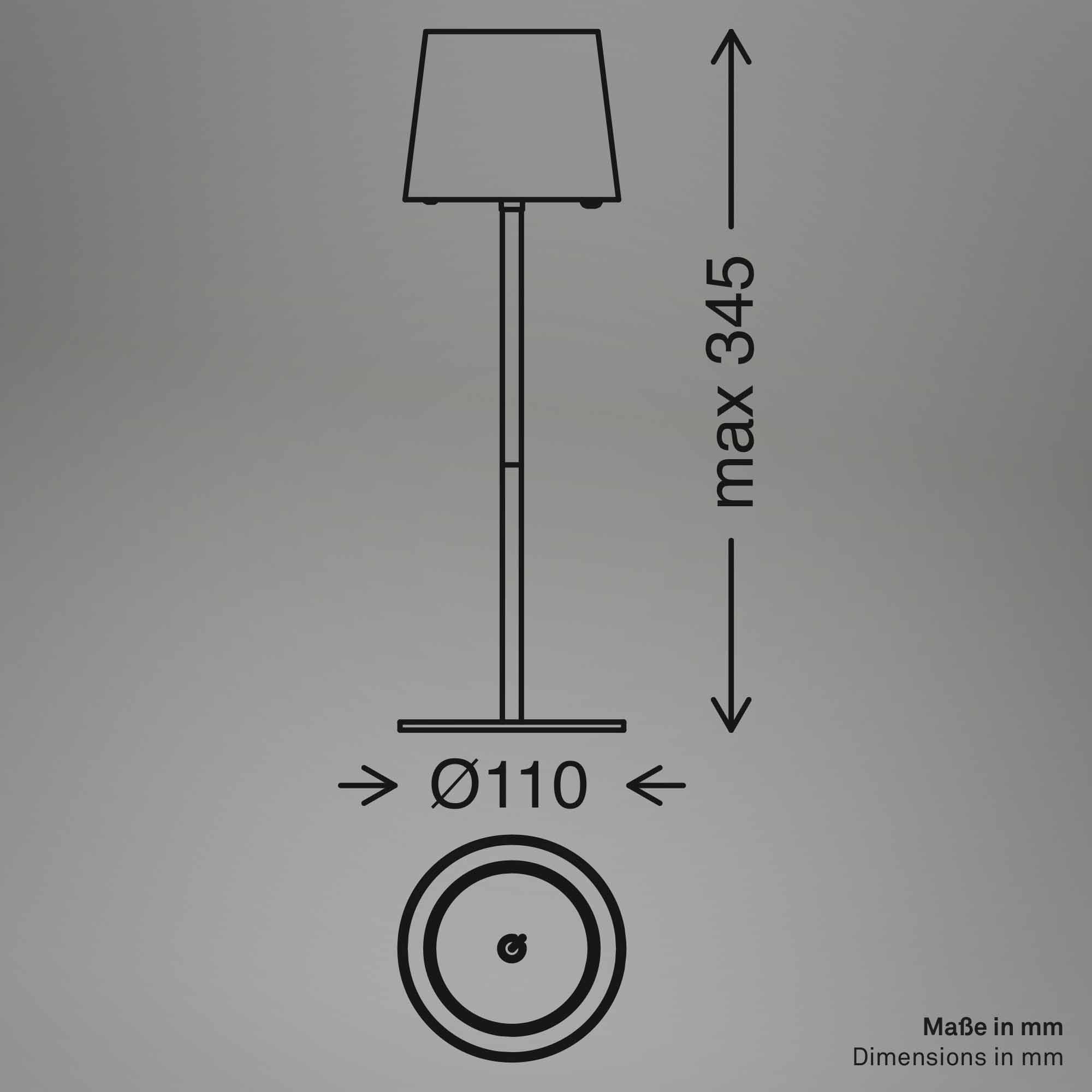 BRILONER - Lámpara de mesa LED inalámbrica IP44 con sensor táctil, regulable, batería y fuente de luz intercambiable, lámpara de mesita de noche, lámpara de lectura, camping, 11x33cm, blanco antiguo