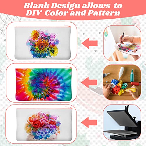 Image of Frienda 50 Pcs Sublimation Blank Canvas Makeup Bags Bulk DIY Heat Transfer Canvas Pen Case Pencil Cosmetic Makeup Bags Clear Sublimation Blank Pouch with Zipper (7 x 4.3 Inch,Mixed Colors)