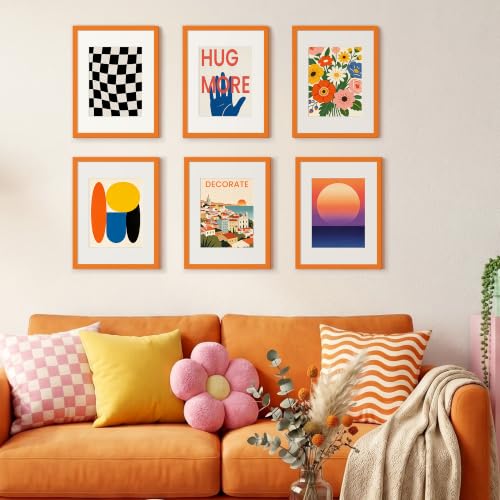 Image of upsimples 12x16 Picture Frame, Display Pictures 8.5x11 with Mat or 12 x 16 Without Mat, Wall Hanging Photo Frame, Orange, 1 Pack