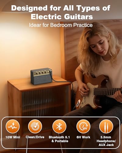 Image of Guitar Amp with Clean Drive, 3.5mm /AUX 6H Work for Indoor Practice Travel