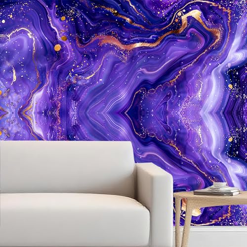 Image of Nuxovilar Purple Marble Swirl Peel Stick Contact Paper PVC 15.75x39.37 | Wall Decal, Molding Trim, Peel Stick Border, Self Adhesive Liner, for Bedroom, Living Room, Table (Purple Swirl)