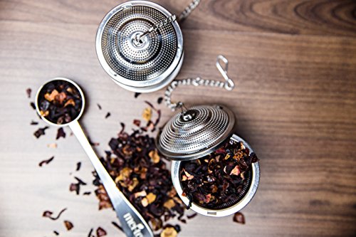 meitea – Tee-Ei Edelstahl Teefilter (2er Set) mit Abtropfschale und Teelöffel – hochwertiges Teesieb & Teekugel - 3