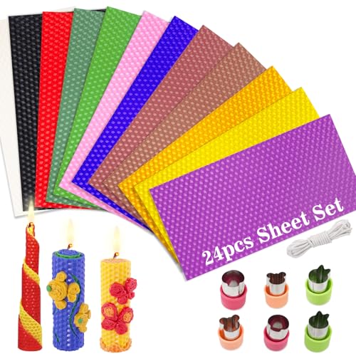 Beeswax Candle Making Kit for Kids - 24Pcs Beeswax Sheets