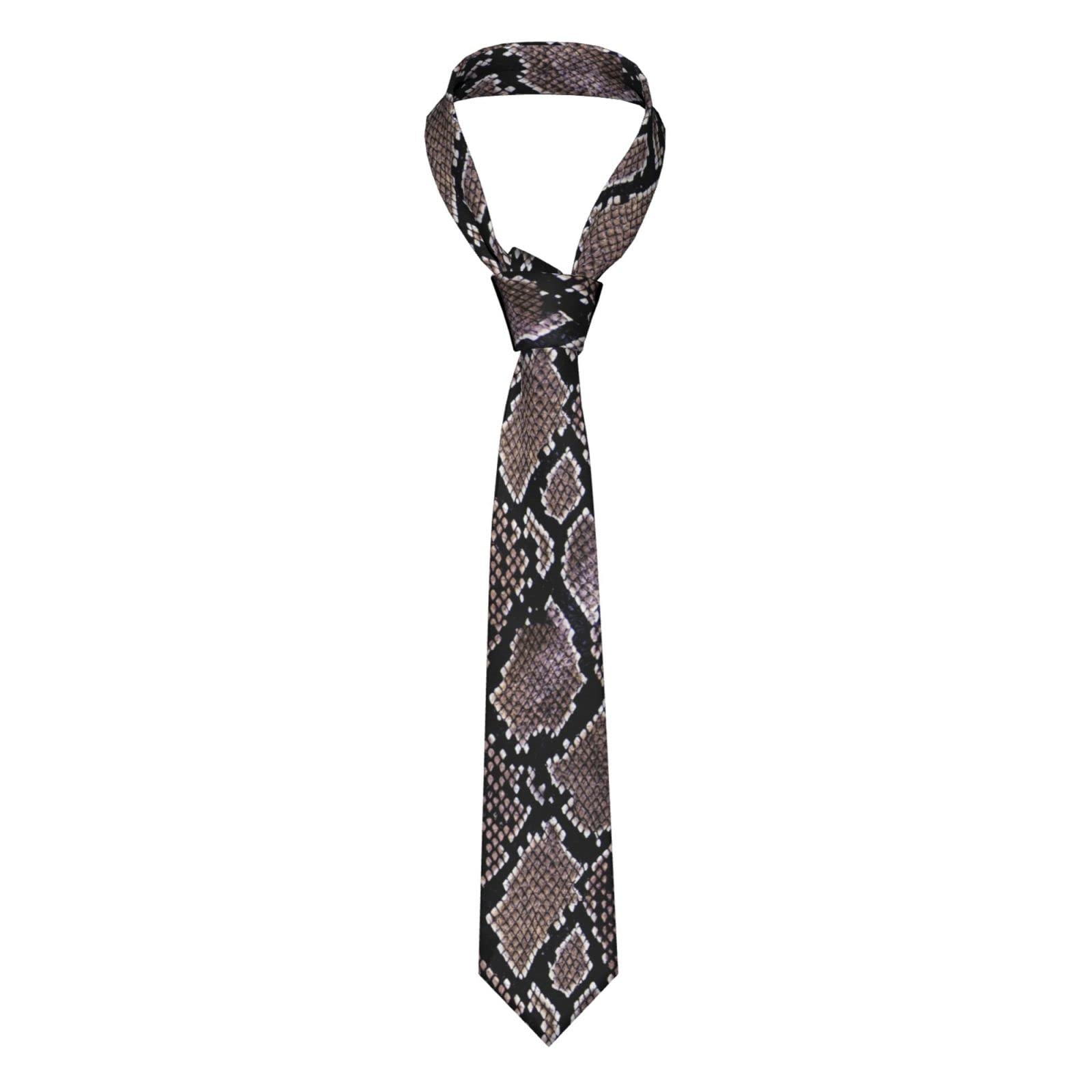 Smazdfxx Men's As Pic Snake Skin Print Novelty Neckties Casual Funny Tie For Party Weddings Gift Ideas