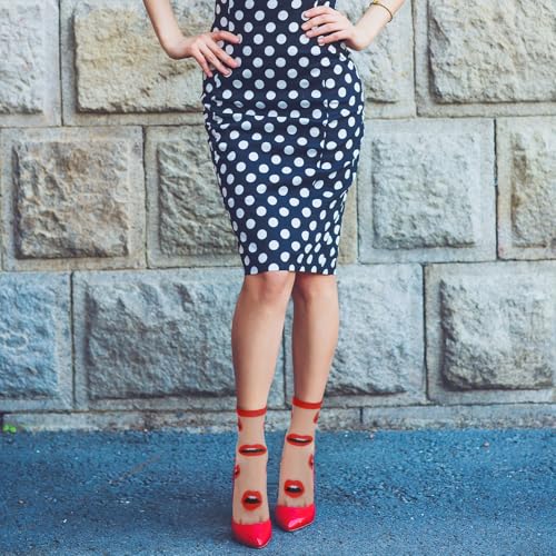 Ouligay 5 Pairs Sheer Socks Women Ankle,Ransparent Thin Mesh Lace Socks Women,Acrylic Color Spots Womens Trouser Sock,Transparent Mesh Sock for Girl(Multiple Styles)3