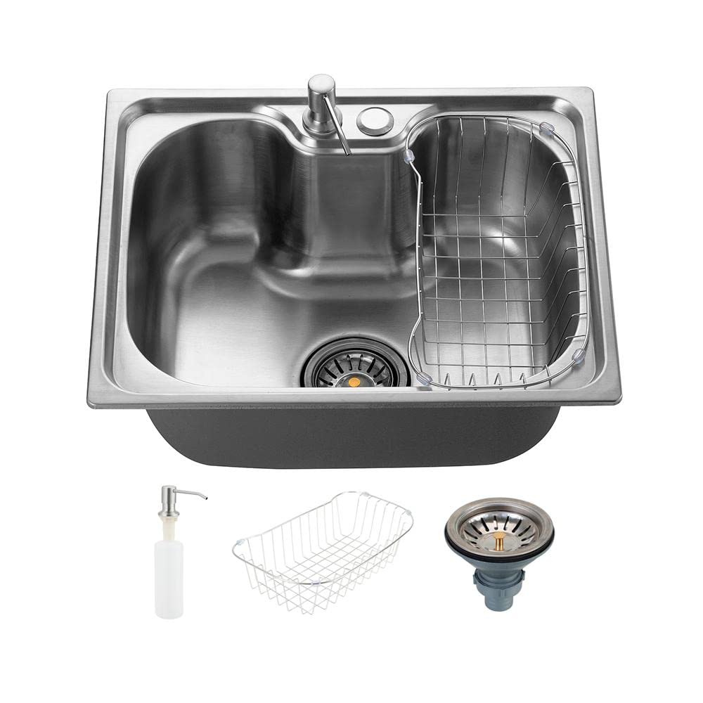 PingooCasa Cuba Para Cozinha Com Acessórios 40x50x13 cm Gourmet Com Borracha Anti-ruído Aço Inox Escovado Inclui Cesto Escorredor Dosador De Detergente 300ml Válvula De Escoamento Nawa Prata