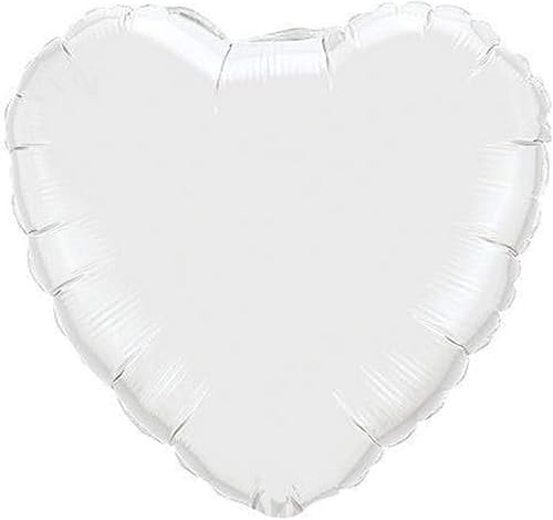 36 Inch Foil White Heart Plain 1Ctl