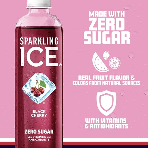 Image of Sparkling Ice, Black Cherry Sparkling Water, Zero Sugar Flavored Water, with Antioxidants and Vitamins, 17 fl oz Bottle