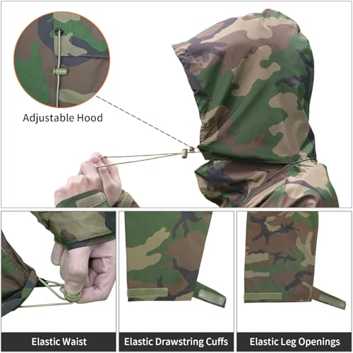 Image of LOOGU Men's Rain Suit - Rain Gear for Men Waterproof, Lightweight Rain Coat, Breathable Mens Rain Jackets Hood and Pants