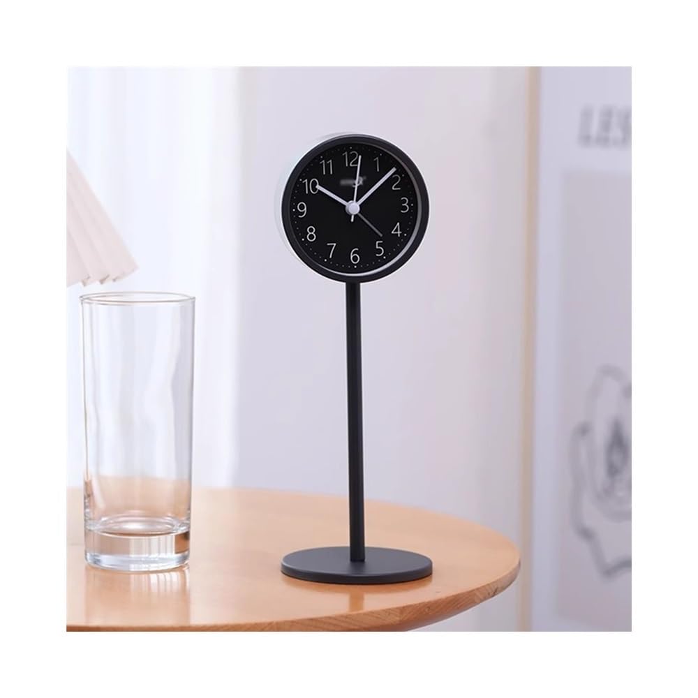 Desk Clock Modern Small Table Clocks, Metal Silent Non-Ticking Nordic Simple Style Digital Desk Clock, Battery Operated Alarm for Bedroom Living Room Kitchen Indoor Décor analogue alarm clock(Black)