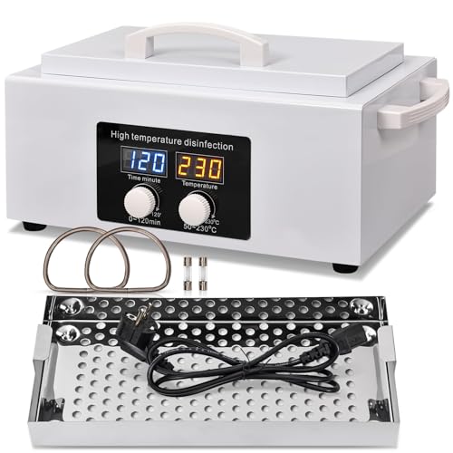 JOJOCOSMO Dry Heat Sterilizer Professional Nail Tool Steriliser Machine for Salons & Clinics 230C Hot Air Steriliser with LED Display Autoclave Sterilizer for Scissors Tweezers & Metal Tools 300W