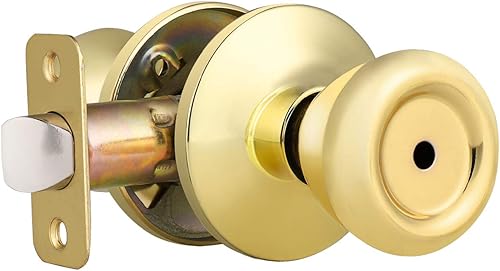 home improvement direct Perillas de puerta sin llave de privacidad, juego de cerraduras para puerta de baño, dormitorio, acero sólido, latón pulido,