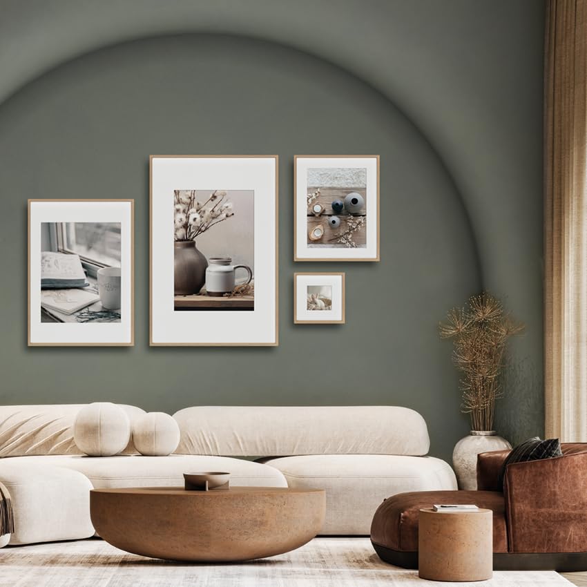 3-B Bilderrahmen 30x40cm - Eiche Braun/Weiß Mit Acrylglas