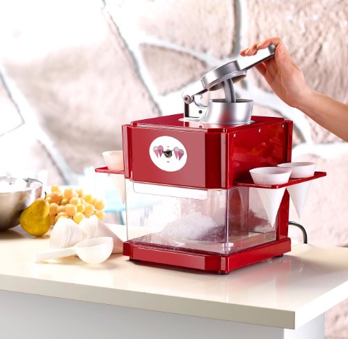 Rosenstein & Söhne Shaved-Ice-Maker mit 4 Kunststoff-Eisbechern, 4 Servierhalter, 90 Watt – Bild 5