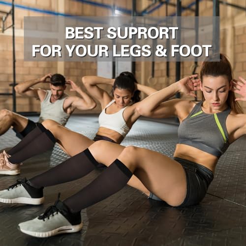 Image of Athbavib Knee-High Sheer Compression Socks for Women, 15-20 mmHg Closed Toe Compression Socks for Swelling, Soreness