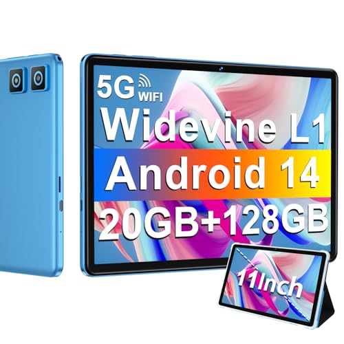 Tablet 11 Pulgadas Android 14 con 8000 mAh + Carga Rápida 18W, 13MP + 5MP, 20GB RAM + 128GB ROM...