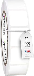 LABELSPLASH 1 Inch Square Color Coding Permanent Adhesive Target Labels on a Roll, 1000 Labels per Roll, Made in The USA, 1”x1” Square Stickers (White)