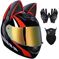 Casque Moto Intégral Femme Avec Oreilles De Chat - Homologué ECE, Visière, Taille M (57-58cm) - 9