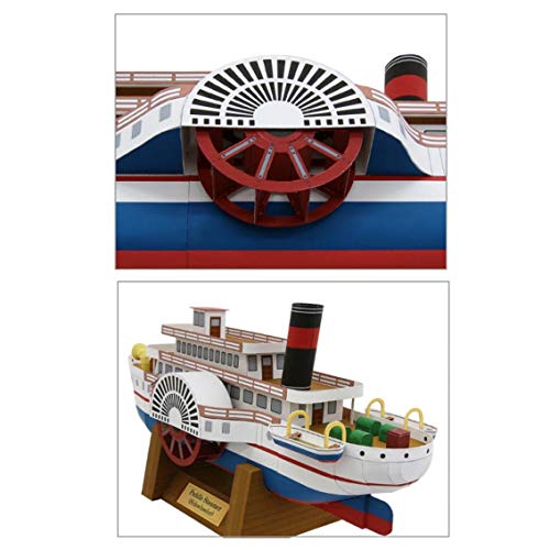 Barco Navio Antigo a Vapor Roda de Pá Quebra Cabeça 3D Colagem Miniatura Papercraft HAS BRASIL