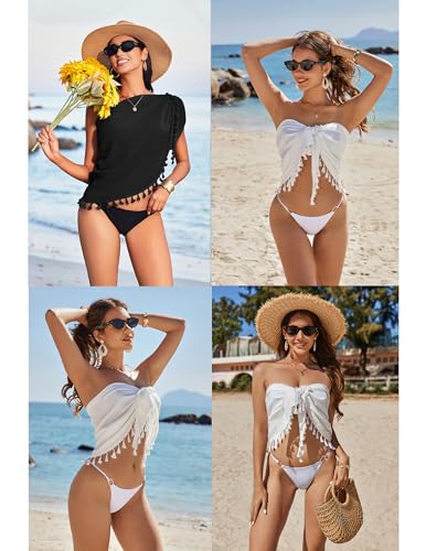 AI'MAGE Sarong Wraps for Women Swimsuit Coverups Beach Bathing Suit Cover Up Tassels Bikini Short Wrap Skirts for Swimwear3