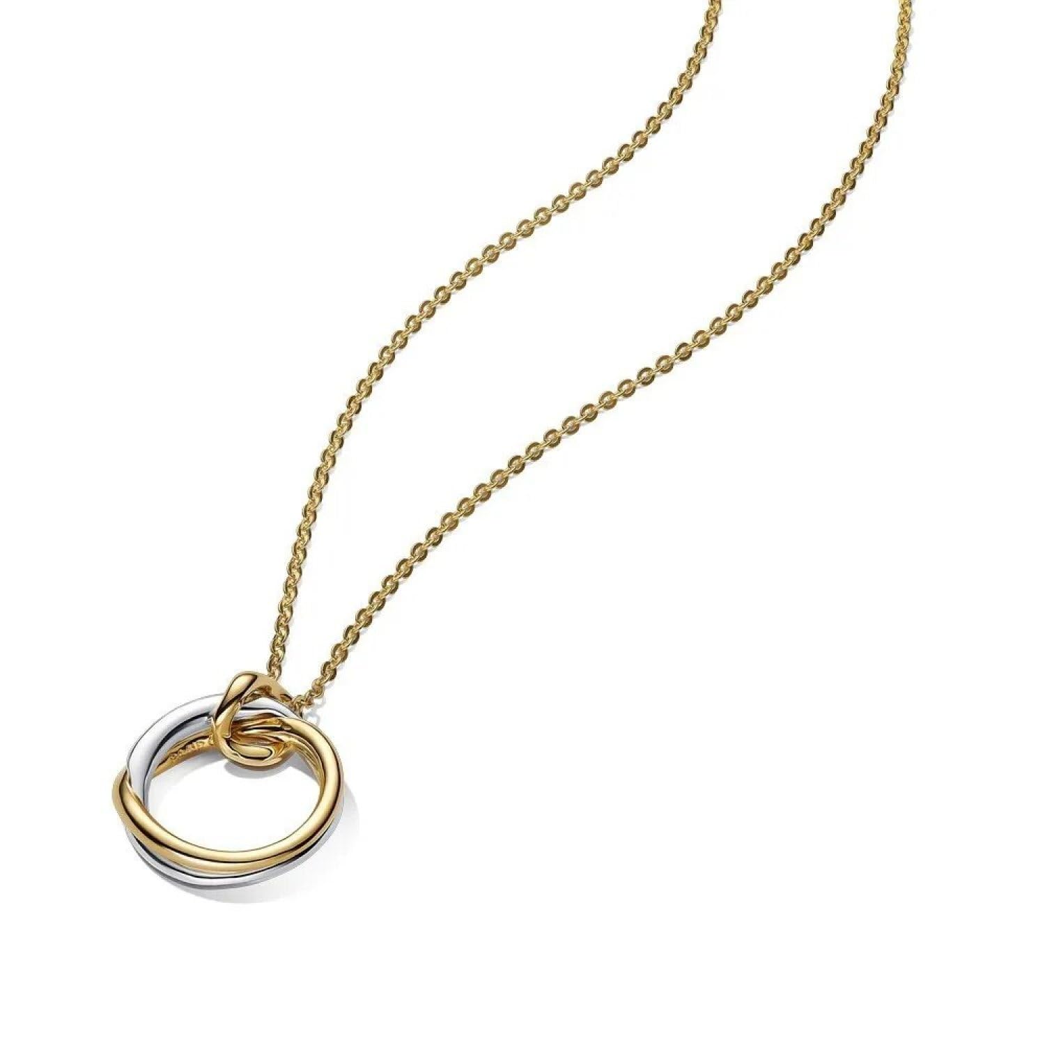 PANDORA Essence 363882C00-45 Organic Shaped Bicolour Pendant Necklace 14 Carat Gold-Plated Sterling Silver Size: 45 cm