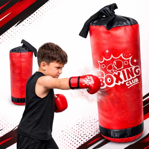 Kit Esportivo Boxe Infantil com Saco de Bater e 2 Luvas