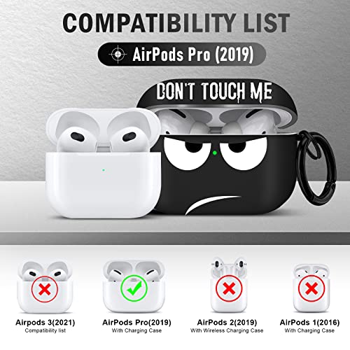 Image of for Airpods Pro Case, Don't Touch Me for Airpods Pro Cover with Keychain Soft Cute Shockproof Cover for Women Men Compatible with for Airpods Pro 2019 Charging Case -Black