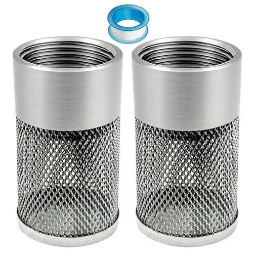 30MM Garden Hose Strainer, Hose Inlet Strainer Mesh Filter, Compatible with Livewell Pump, for Irrigation Garden High Pressure Sprayer Garden Hose Suction Line, with Blue Industrial Tape, 2PCS