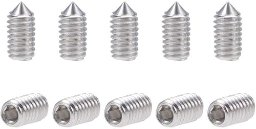 uxcell 50 unids M3x6mm interno Hex Socket Set Tornillos Grub Punto cono 304 Tornillo de acero inoxidable